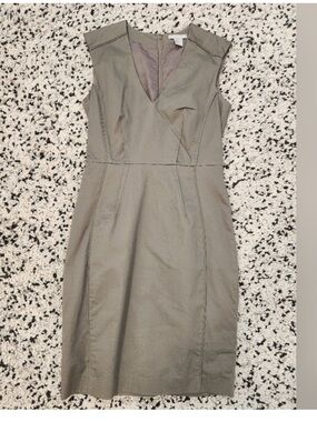 H&M Olive Green V-Neck Midi Sheath Dress